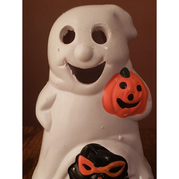Halloween Ghost Pumpkin Black Cat Ceramic Candle Holder Jack O'Lantern No Box - Picture 2 of 14